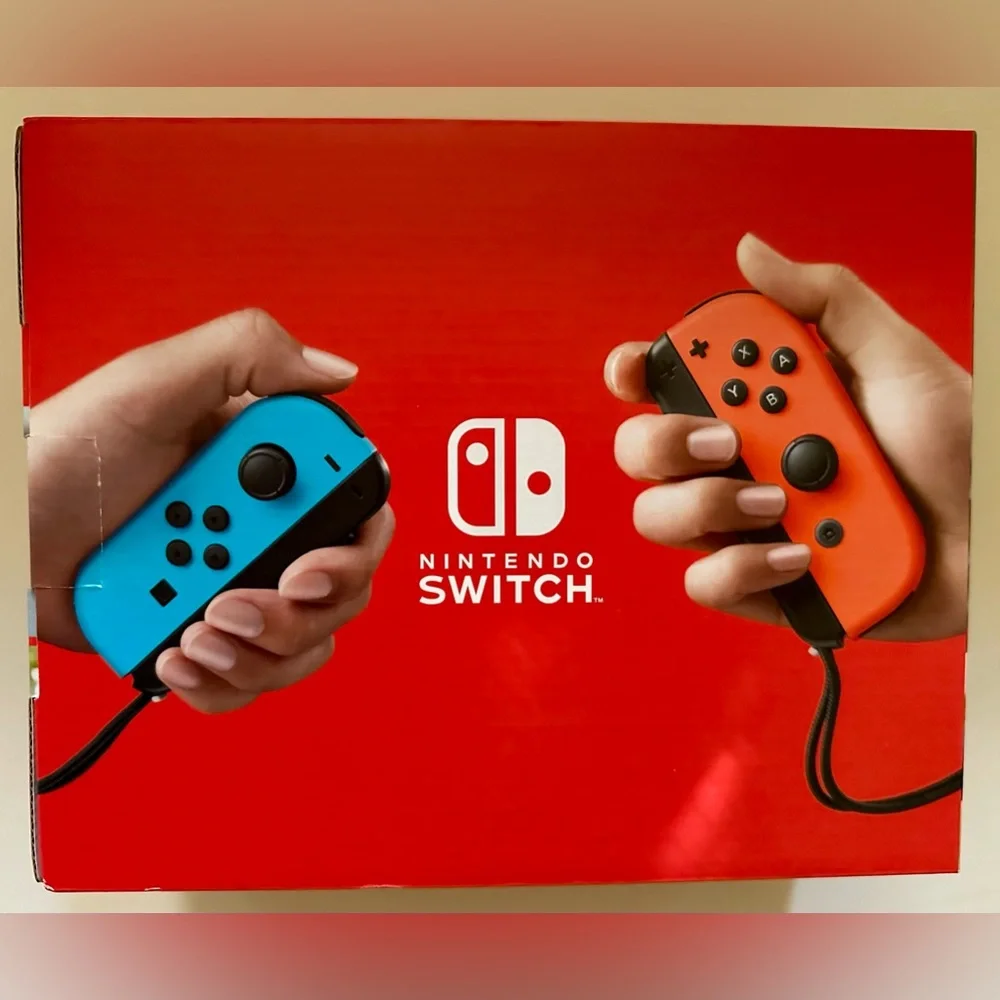 BNIP - UNOPENED - NINTENDO SWITCH WITH NEON BLUE AND NEON RED JOY-CON